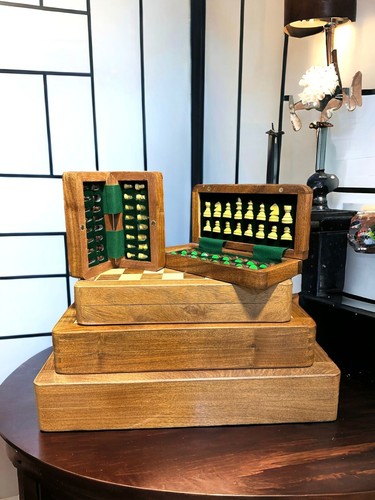 Handcrafted Wooden Magnetic Chess Set with Storage, Pocket Size, Travel Chess - Picture 10 of 46