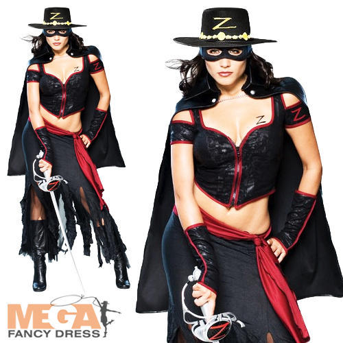 Sexy Zorro Ladies Fancy Dress Mask of Zorro Movie Adult Halloween Costume  Outfit | eBay