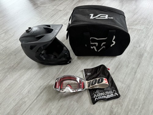 Men’s Fox V3RS Dot Racing Dirtbike Helmet, Bag & 100% Googles L/XL 59-60cm