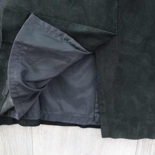 Vtg Chaus Genuine Suede Leather Skirt Women 10 Pencil Black Lined Knee Rear Zip - Picture 9 of 14