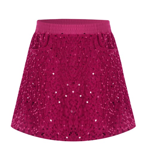 Kids Girls Skirt Dance A-Line Skirts Shiny Velvet Party Sequins Evening Casual - Picture 59 of 99