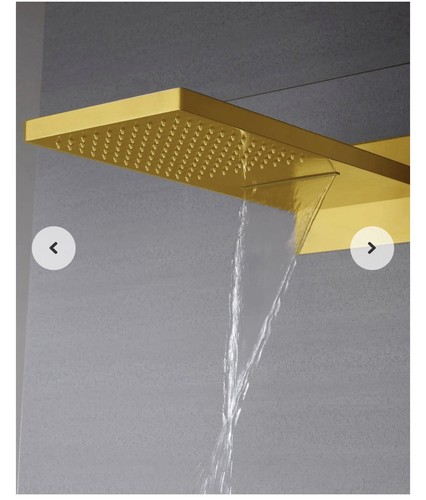 Polished Gold 22 Inch Rainfall Waterfall Shower Head 3 Way Thermostatic Shower