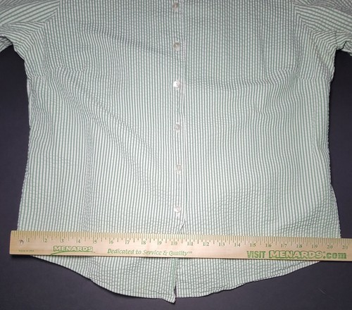 L.L.Bean Womens Green and White Striped 3/4 Striped Button Up Blouse Size Large - Picture 8 of 13