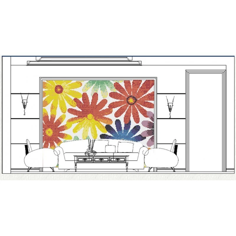 Colorido Girasoles Sueño Vidrio Puzzle Patrón Arte Mosaico Azulejos Decoración de Pared Foto 4 de 4
