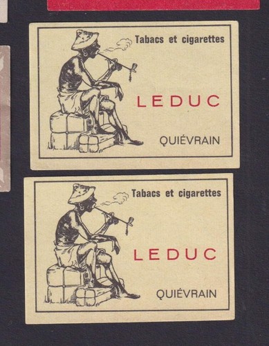 2 alte Etiketten Streichhölzer Belgien BN180826 Tabak Pfeife Mann