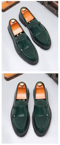 Men's Platform Strap Business Faux Leather Splicing Slip On Dress Formal Shoes - Picture 12 of 28