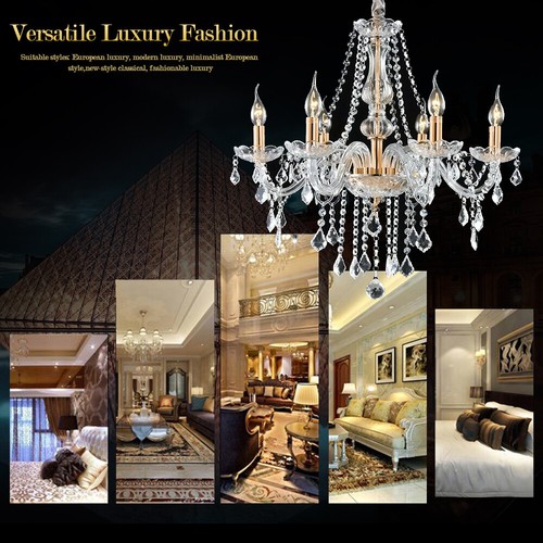 Luxurious Candle Crystal Chandelier 8 Lights K9 Modern Pendant Ceiling Light - Picture 4 of 8