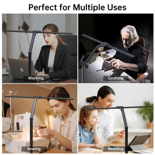 LED Desk Lamp for Home Office, 24W Eye-Caring Reading Light with Clamp, USB C... - Picture 7 of 8