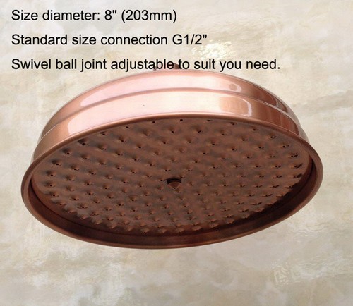 Badezimmer 8 Zoll Rund Antik Rot Kupfer Badezimmer Regen Duschkopf Gsh054 - Bild 4 von 7