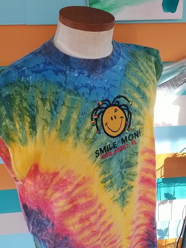 Camisa sin mangas "Smile Mon" XL Camiseta Camisa Tie Dye Colorido Top Orlando FL - Imagen 5 de 8