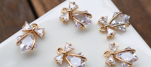 1pair 14K Gold-filled Gold Earring compose earrings Bow Style pendant DIY - Picture 2 of 2