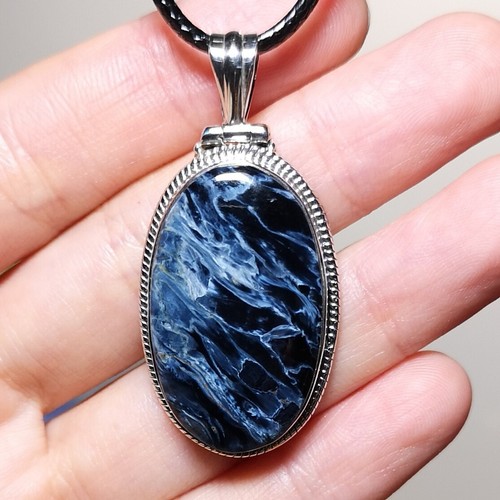 Beautiful Natural Blue Pietersite Sterling Silver Pendant