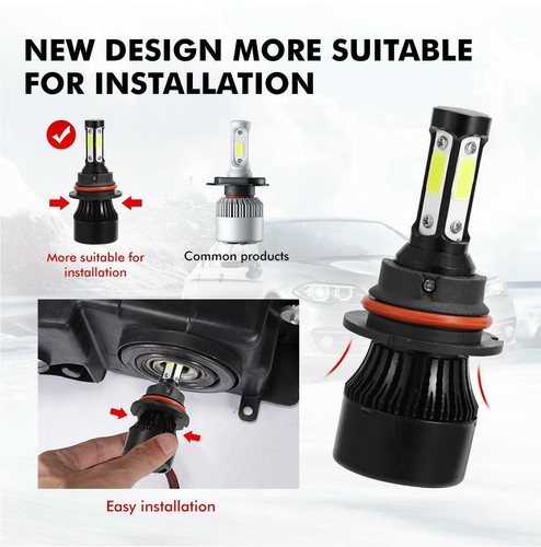 4 Sided 9004 LED Headlight Bulbs Hi/Lo Beam 10000W 3600000LM 6000K Super Bright - Picture 7 of 9
