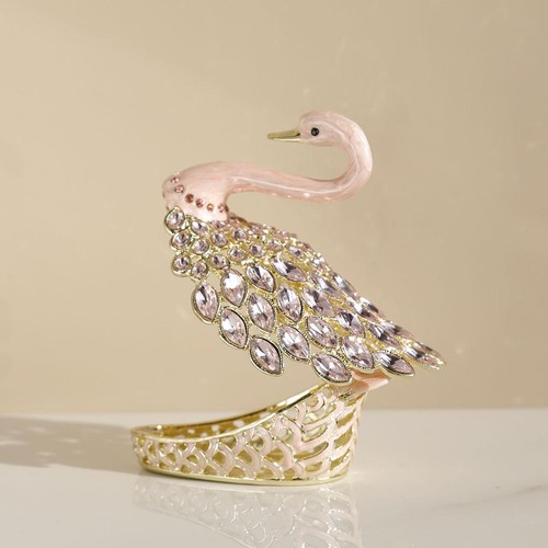 Joyero Cisne Metal Baratija Pequeño Multicolor Pintado a Mano Adorno Moderno - Imagen 24 de 26