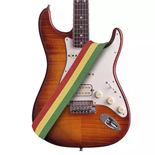 Amumu Reggae Guitar Strap Jamaica Rasta for Acoustic Electric and Bass Guitars