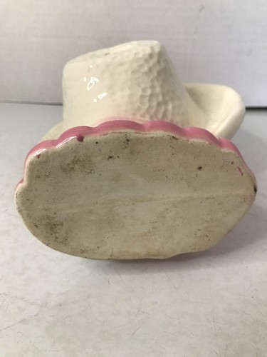 Vintage Pink Large Hat Lady Head Vase Planter MCM - Picture 4 of 8
