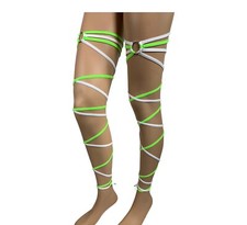 Garter Leg Wraps Neon Green/White O-Ring Thigh Wrap Rave Outfit Exotic Dancewear