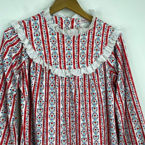 LANZ of Salzburg Flannel Nightgown Girls L Trulean Hearts Lace Trim Holiday Xmas - Picture 2 of 10