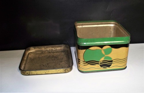 ANTIQUE 1920s ART DECO ST DENIS FRENCH PERFUME POWDER TIN BOX VANITY HOME DECOR - Picture 4 of 15