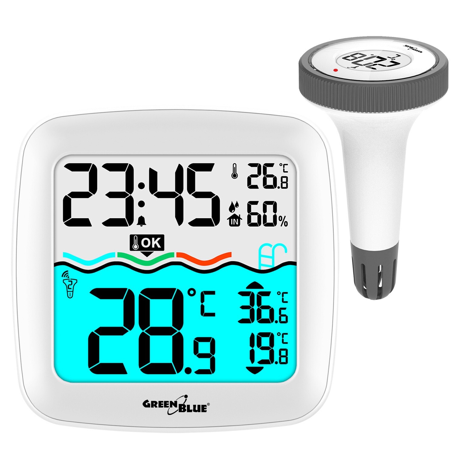 Sensor de temperatura inalámbrico piscina estación meteorológica humedad radio DCF RCC