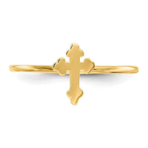 14K Yellow Gold Polished Cross Ring Size 7 for Women 0.91 gram - Picture 5 of 6