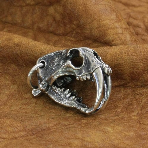 Openable 925 Sterling Silver Tiger Lion Skull Pendant Punk Jewelry TA214A - Picture 3 of 12