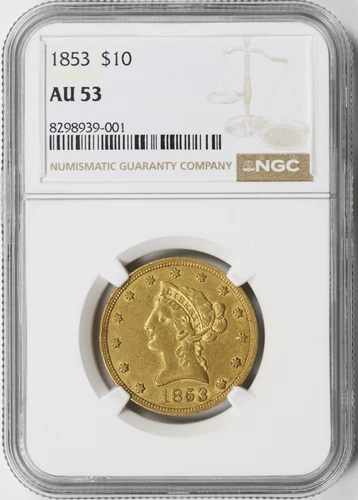 1853 $10 Liberty Gold Eagle NGC AU53