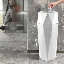 Free Standing Trash Can Commercial Silver Garbage Can Indoor Steel Trash Can