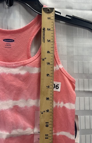 Camiseta sin mangas ajustada Old Navy para niñas naranja y blanco a rayas talla L - Imagen 7 de 7