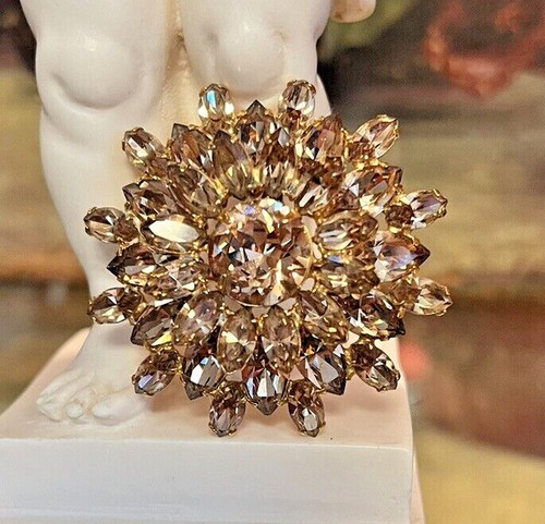 2 Stück signiertes Regency Topas Rauchklar Brillant Strass Armband & Brosche - Bild 5 von 12