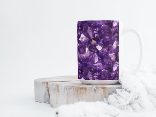 Purple Amethyst Quartz Coffee Tea Mug Cup 15 Oz Ceramic Gift for her by Mugzan - Picture 7 of 8