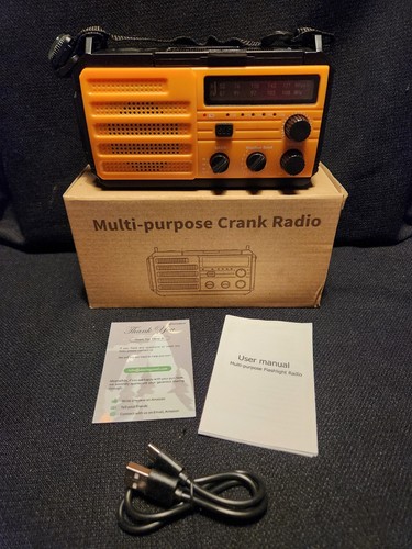 Multi-Purpose Crank Radio Phone Charger Solar Power Flashlight Alarm Compass