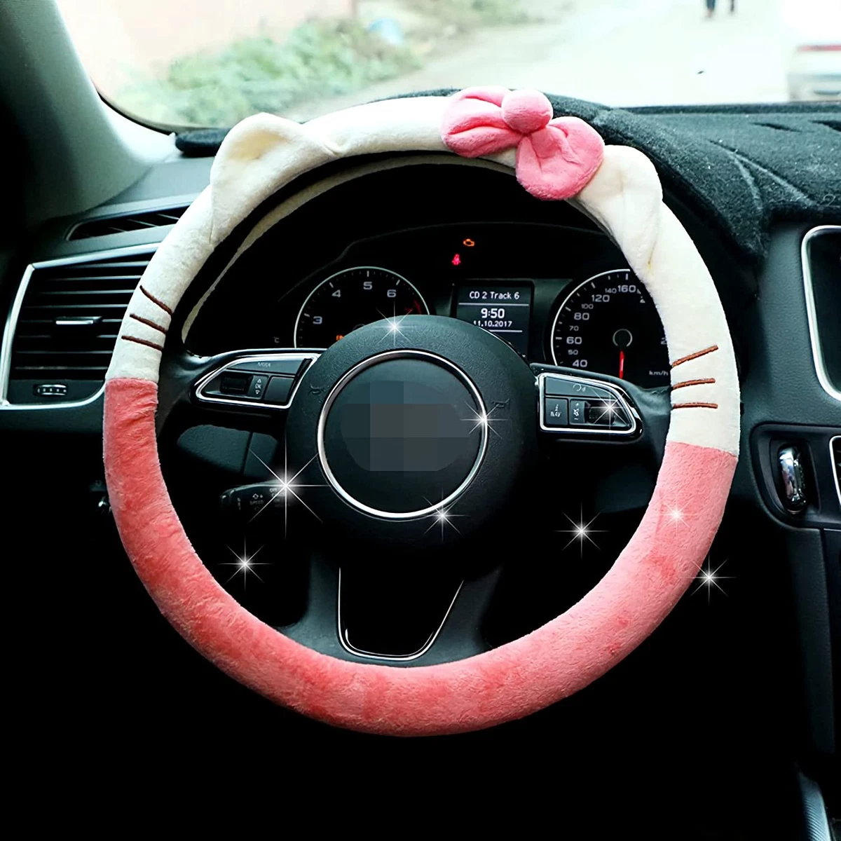 Cute Car Steering Wheel Cover Universal Fit 15 Inch Soft