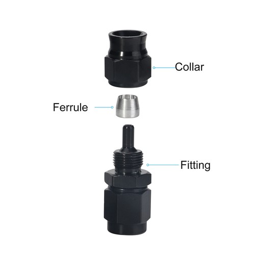 -3AN AN3 3 AN BLACK STRAIGHT SWIVEL END FITTINGS FOR PTFE FUEL OIL HOSE BLACK - Picture 3 of 7