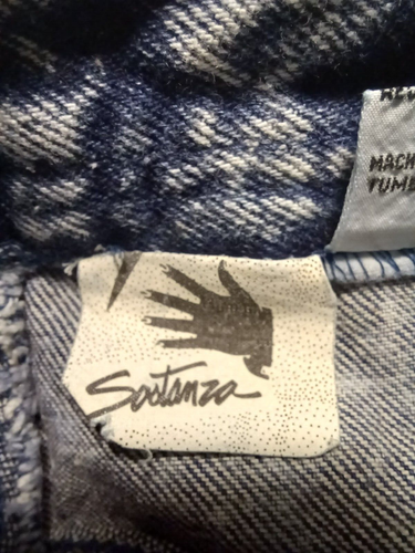 Vintage Sostanza Acid Wash Jeans plissiert vorne gekerbt hinten konisch 1980 30 Zoll - Bild 6 von 15
