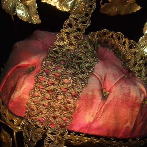 Antique Heavy Gold Bronze Metal Trim Brocade Braid Lace Early 1900´s 1" wide vtg - Picture 5 of 7