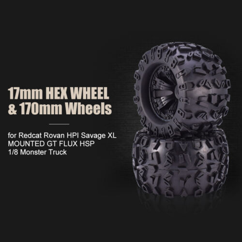 2 un. neumáticos de ruedas ZD Racing 17 mm HEX 170 mm para Redcat HPI FLUX HSP 1/8 Monster - Imagen 9 de 9