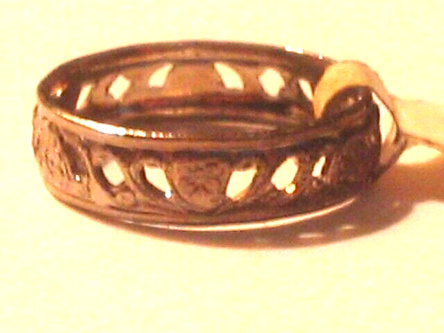 VTG  1940"S - 50'S UNCAS HEARTS RHODIUM ON STERLING SILVER WED RING SZ 6.25 - Foto 1 di 3