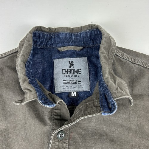 Chrome Industries Canvas Button Shirt Mens Medium Button Up Workwear Pocket - Picture 3 of 7