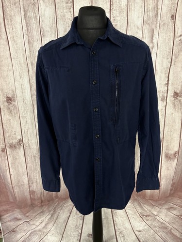 G-STAR Powel Shirt Mens XL Slim Denim Long Sleeve Navy Blue - Picture 11 of 24