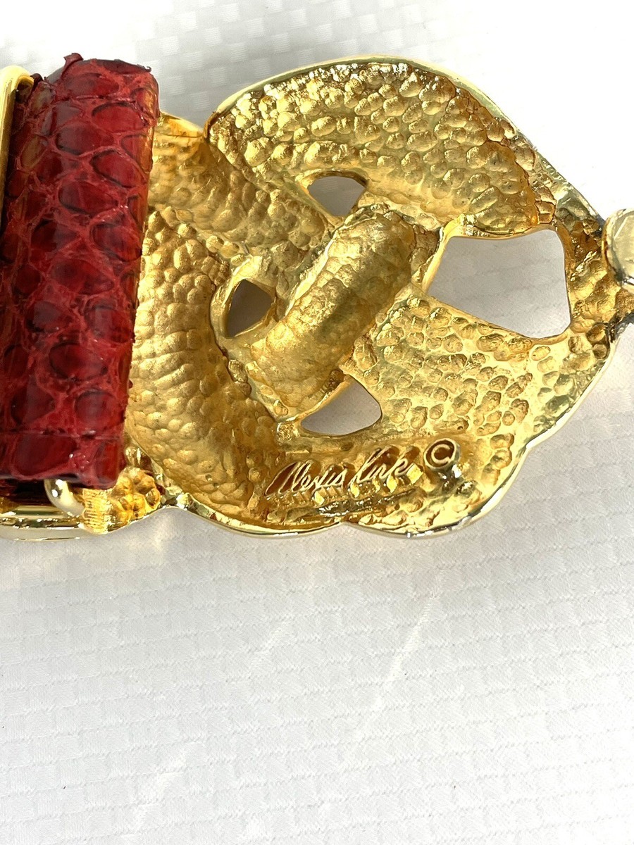 Adjustable Vintage ALEXIS KIRK 80s Red Reptile Gold Love  display picture 1