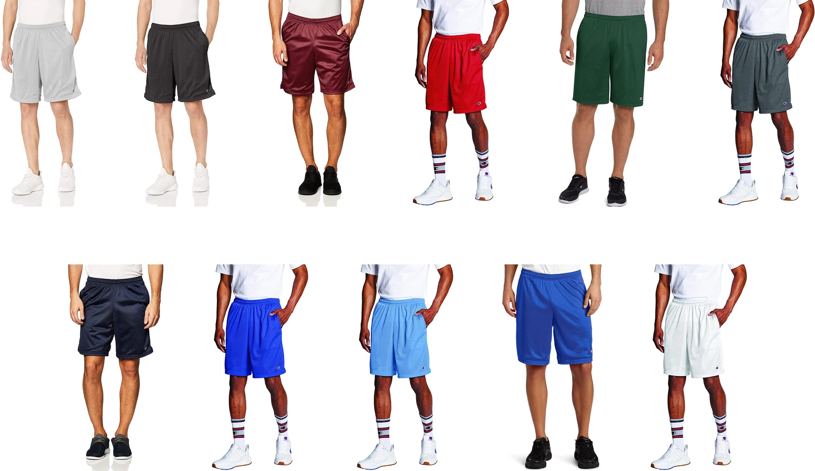 Champion Men's 9-Inch Long Mesh Shorts with C Logo