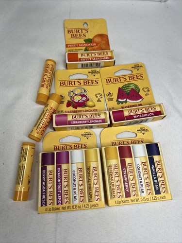 (14) Burt's Bees Beeswax Lip Balm Coconut Berry Lemon Tropical  Watermelon Drago - Picture 1 of 5