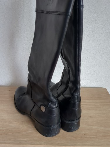 Etienne Aigner Chip Black Leather Tall Riding Boots Women's Size 7 M - Picture 11 of 11