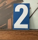 Vintage Chevron Double Sided Metal Gas Station Numbers 2 & 3 White Blue Graphic