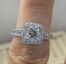 3Ct Princess Cut Lab Created Diamond Halo Engagement Ring 14K White Gold Finish