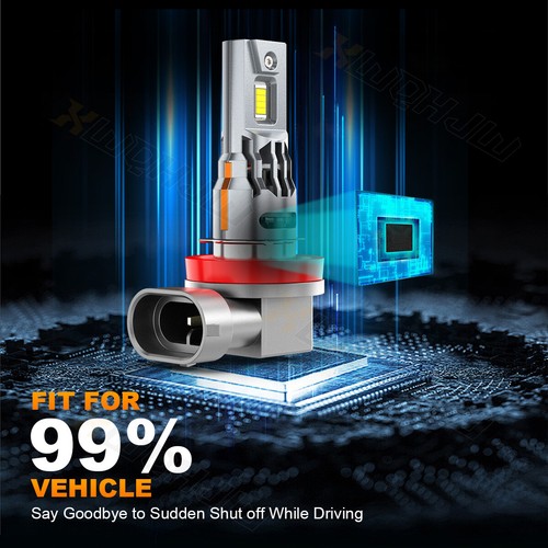 XWQHJW H11 LED Headlight Bulb Low Beam Fanless 6000K Pure White Plug Play 2pcs - Picture 6 of 10