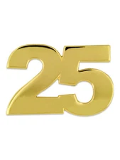 PinMart's Number Twenty Five 25 Anniversary 25th Birthday Shiny Gold Lapel Pin