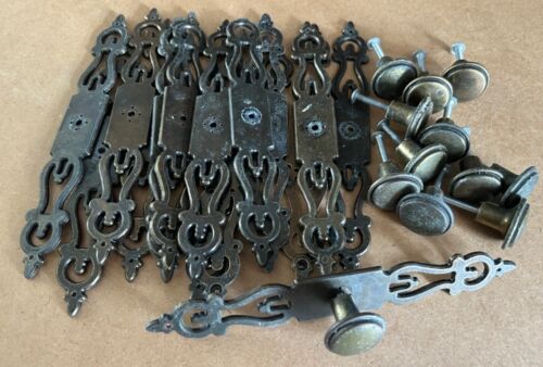 Brass drawer plates and handles, reclaim, antiqued finish, heavy good quality