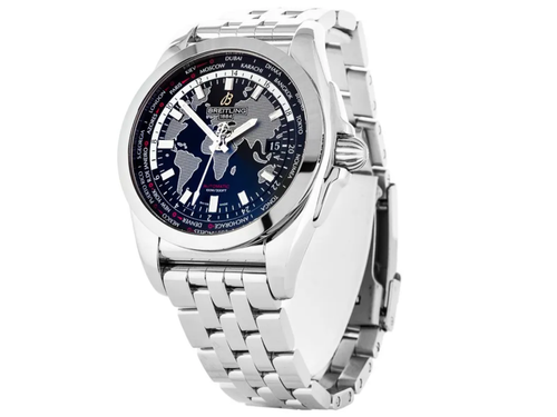 Breitling 44mm. Galactic Unitime Worldtimer Automatic S/S Black Box &Papers 2018 - Picture 2 of 5